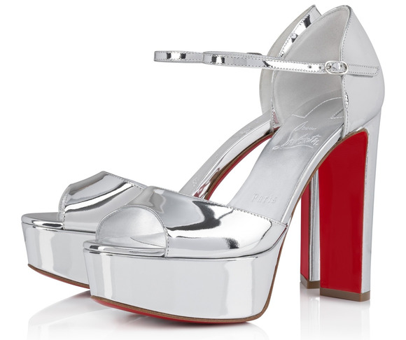 Christian Louboutin Shoes - Christian Louboutin Sandaloo 130 Silver Strap Platform Block Heel Sandal Pump 41